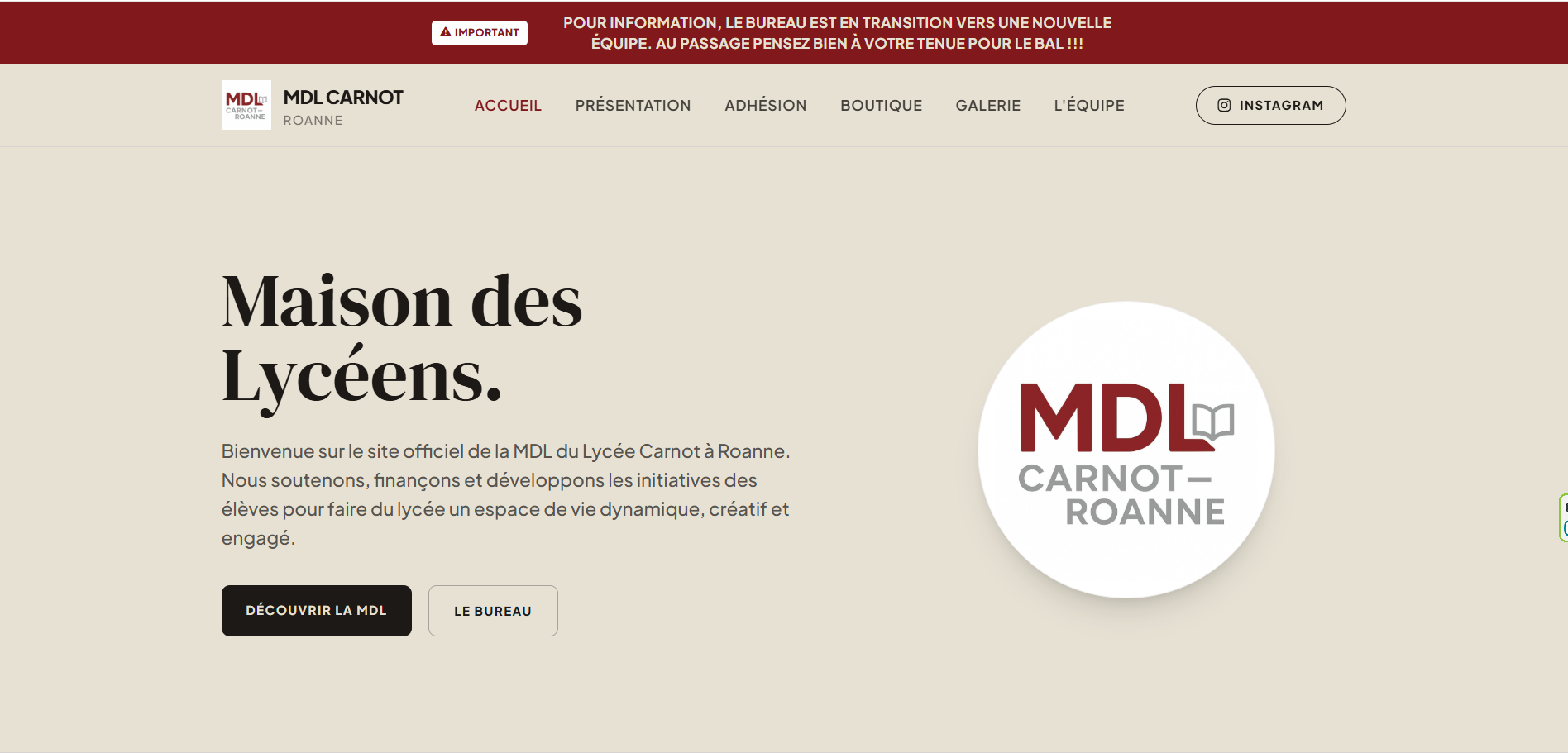 Aperçu de la page d'accueil mdl-carnot.fr