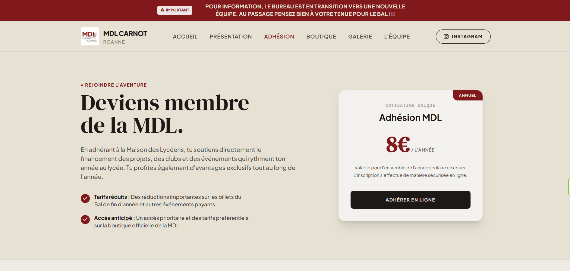 Aperçu d'une section de mdl-carnot.fr